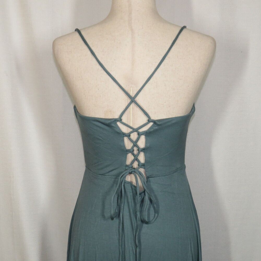 Halara Soft Stretchy Draped Neck Open Back Lace Up Padded Maxi Dress Size Medium - Picture 6 of 15